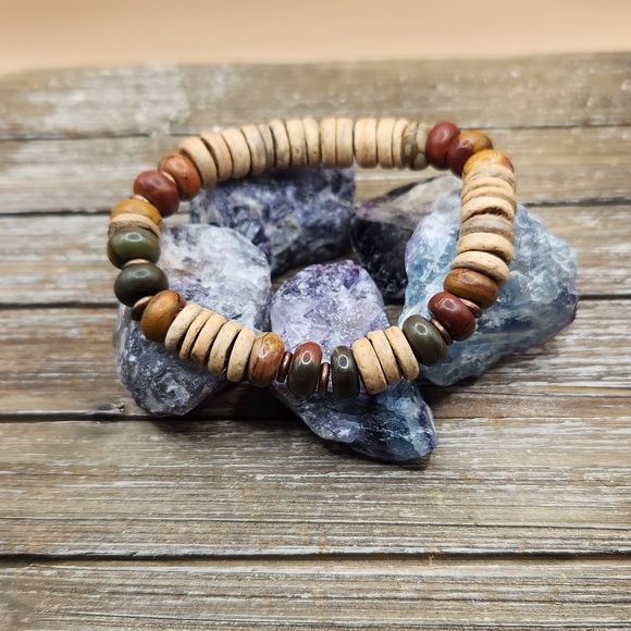 Red Creek Jasper, Copper and Copper Husk Beads Bracelet